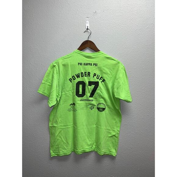 Vintage Powder Puff Shirt College Phi Kappa Psi Green Football Tee 2007 M Medium - Picture 1 of 8